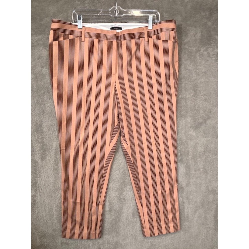 Worthington Womens Peach Black Striped Slim Ankle Pants Size 16 Career Trousers